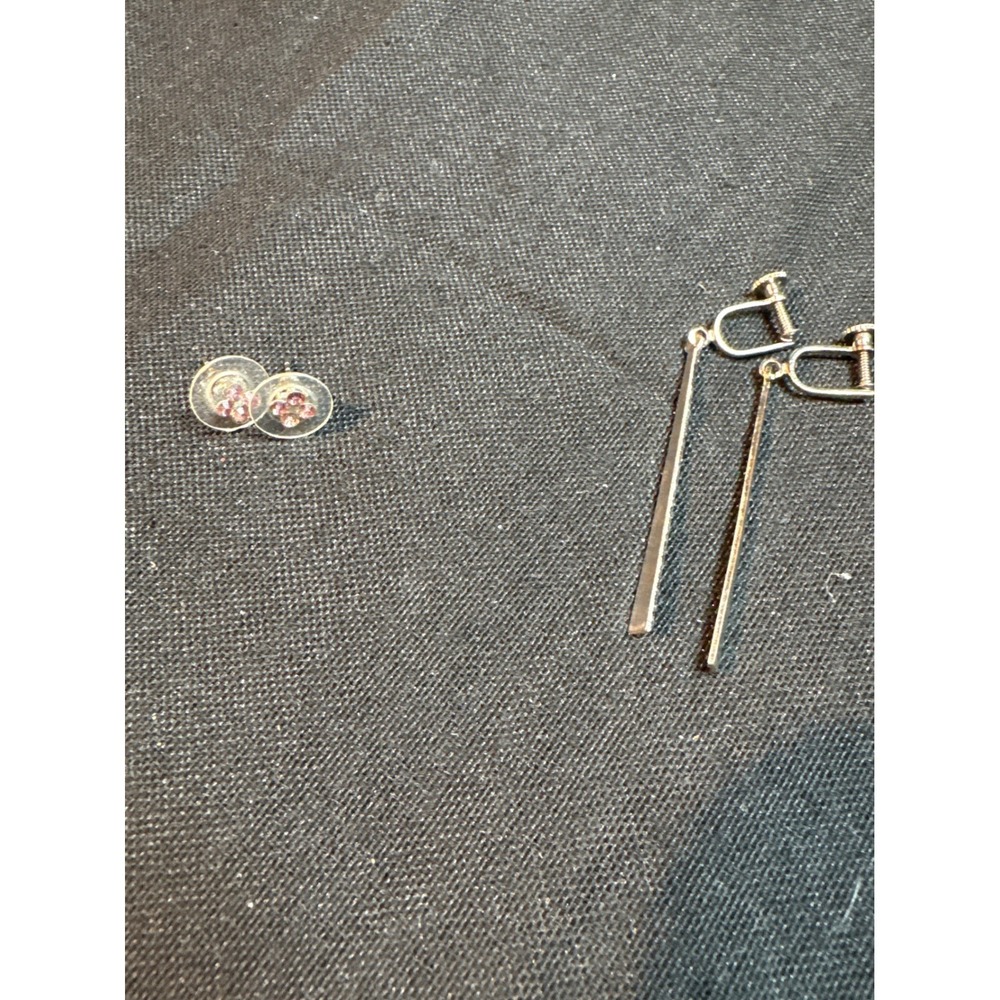 Set of 6‎ Pairs Assorted Earrings Hoops Studs Dangle Clear Stones Gold Tone - Picture 3 of 4
